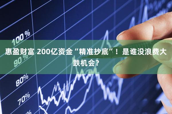 惠盈财富 200亿资金“精准抄底”！是谁没浪费大跌机会？