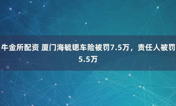 牛金所配资 厦门海毓锶车险被罚7.5万，责任人被罚5.5万